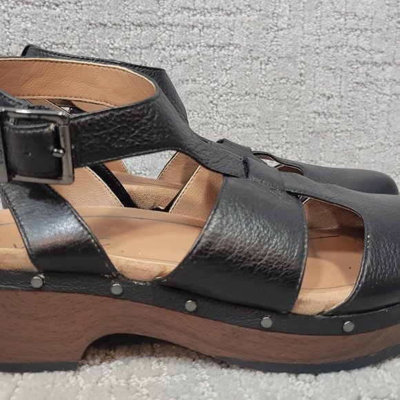 VIONIC Day Faye Womens Size 7 Black Ankle Strap Leather Comfort Fisherman Shoe - Picture 4 of 12